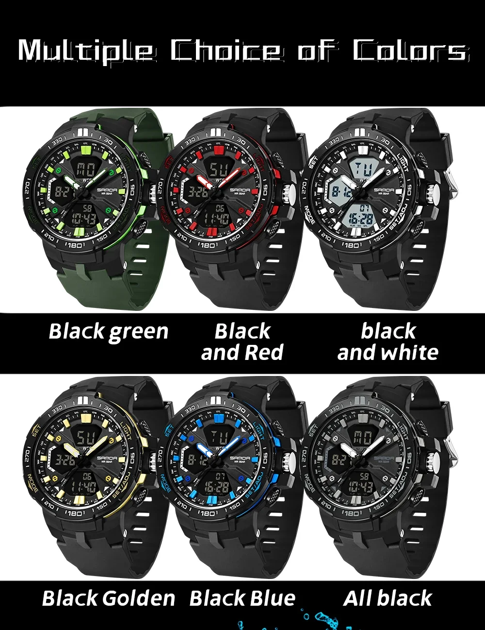 SANDA 3333 reloj electrónico Digital LED multifuncional resistente al agua para estudiantes nuevo reloj electrónico de moda para hombres deportes al aire libre