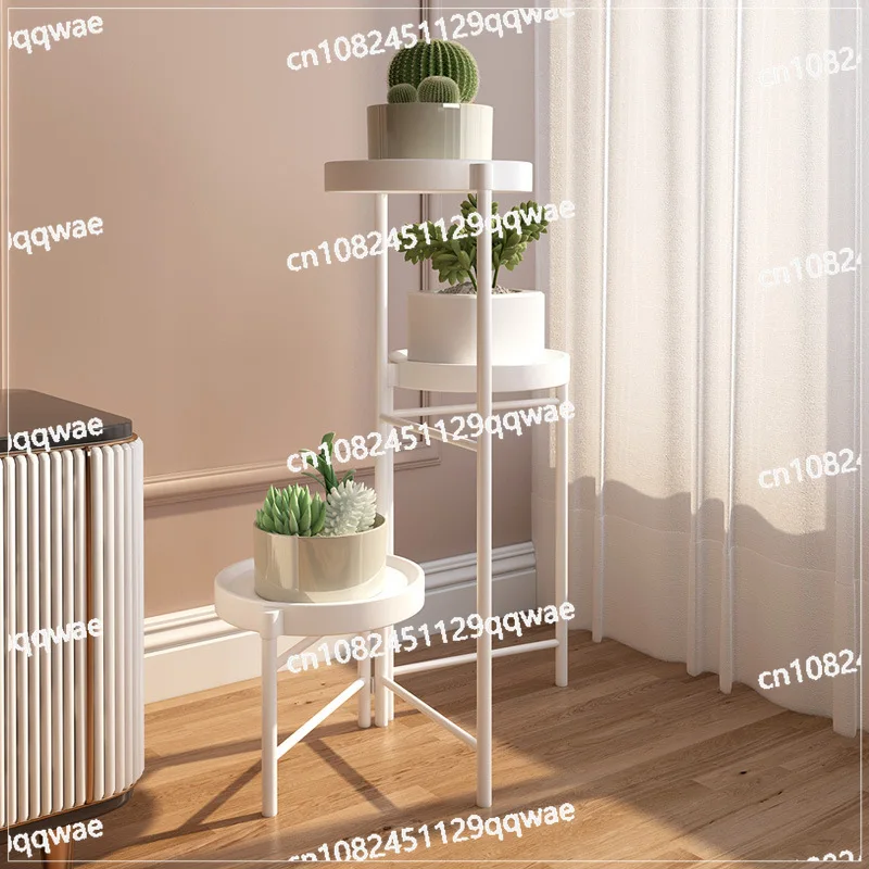 Simple folding wrought iron flower stand balcony indoor metal plant stand floor-to-ceiling small potted plant stand