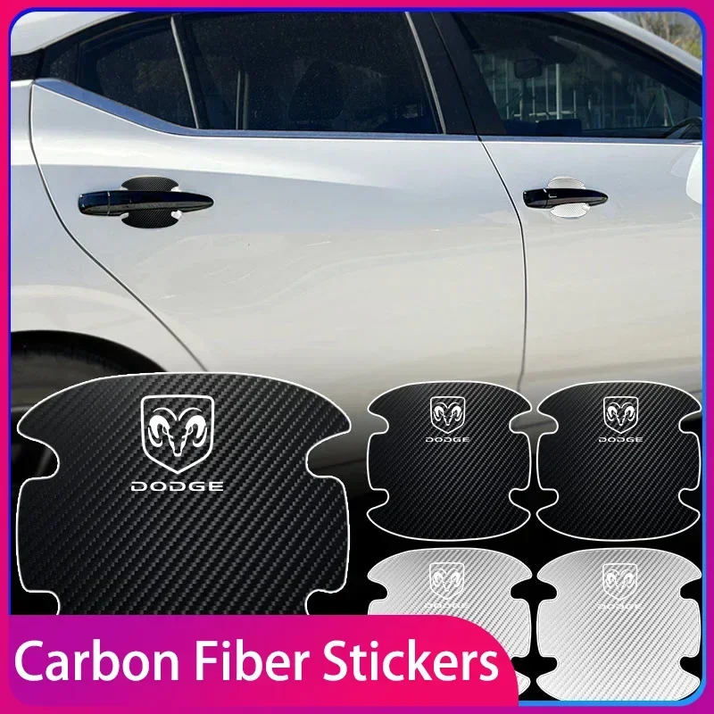 

Carbon Fibre Car Door Bowl Handle Protector 4PCS Anti-scratch Sticker Car Accessories for Dodge Caliber Ram 1500 Caravan Charger