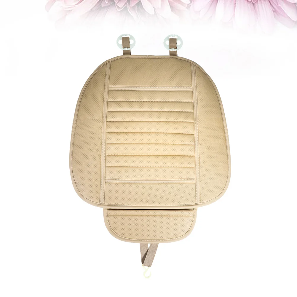 

Car Front Seat Cover PU Waterproof Non-Slip Auto Protector Beige Seat Cushion Cushion Comfortable Support Case