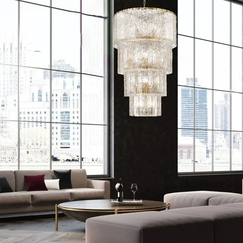 

2025 New French Style Frosted Glass Chandelier Iron Brass Gold Black Finish Dimmable Ceilings Lustre for Hotel Villa