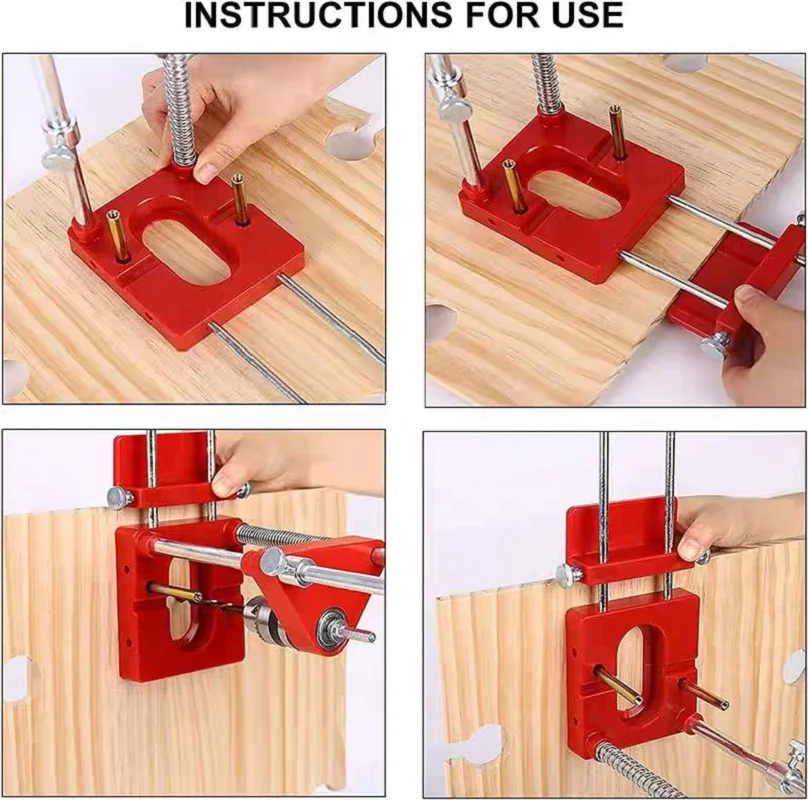Adjustable Punch Locator Woodworking Drill Locator Hole Drill Guide Alloy Steel Plastic Base Drilling Template Guide Tool