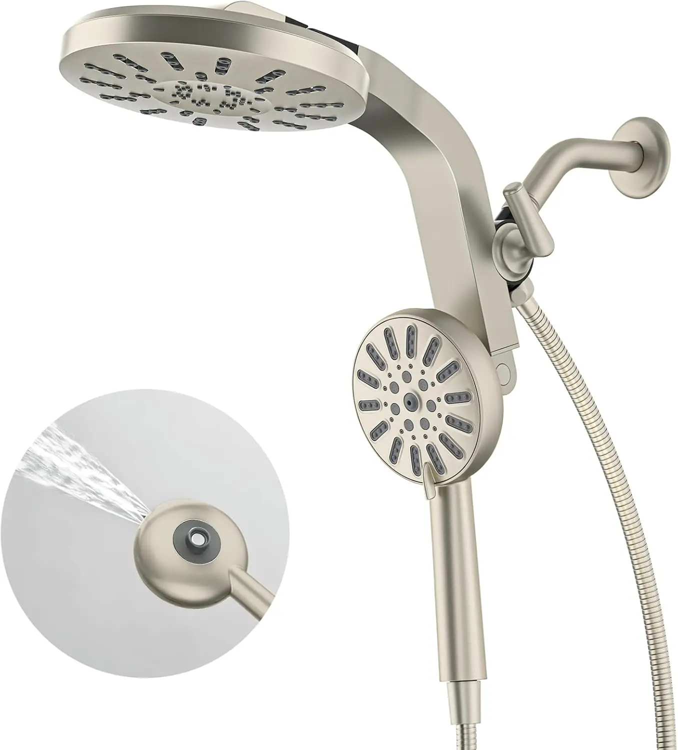 

Magnetic Dual Shower Head with Handheld Combo, High Pressure Rain Shower, 8 Spray Modes, Adjustable Angles, Easy Install