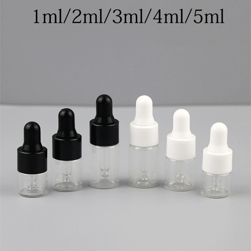 1ml 2ml 3ml Transparent Small Dropper Bottle Essential Oil Essence Stoste Sample Divided Glass 4ml 5ml Empty Container