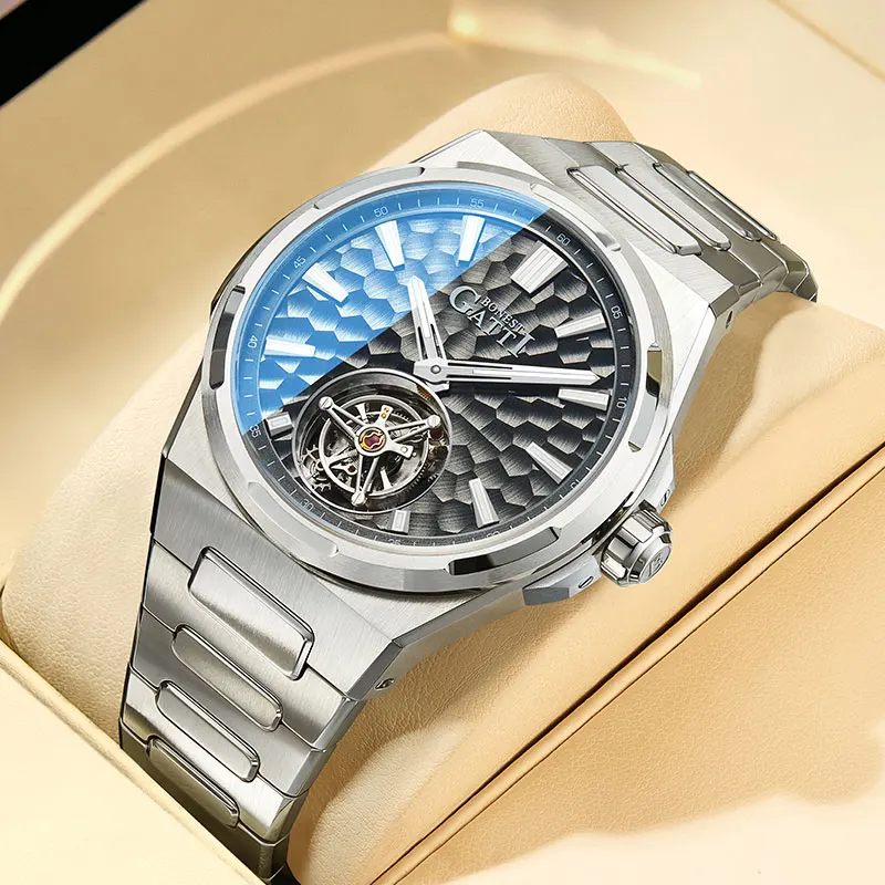 

BONEST GATTI Tiangong Series Automatic Skeleton Mechanical Watch with Hammered Pattern, Water Resistance and Tourbillon