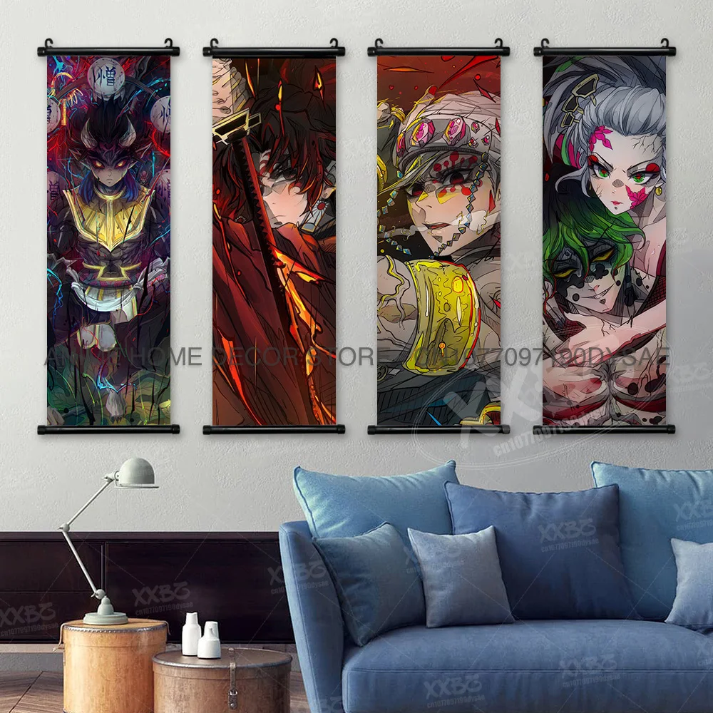 Dämonentöter: Dämonentöter: Kimetsu no Yaiba Poster Kibutsuji Muzan Wandkunstwerke Kokushibo Wohnkultur Akaza Hängende Malerei Schriftrollen Bild – Detail 2