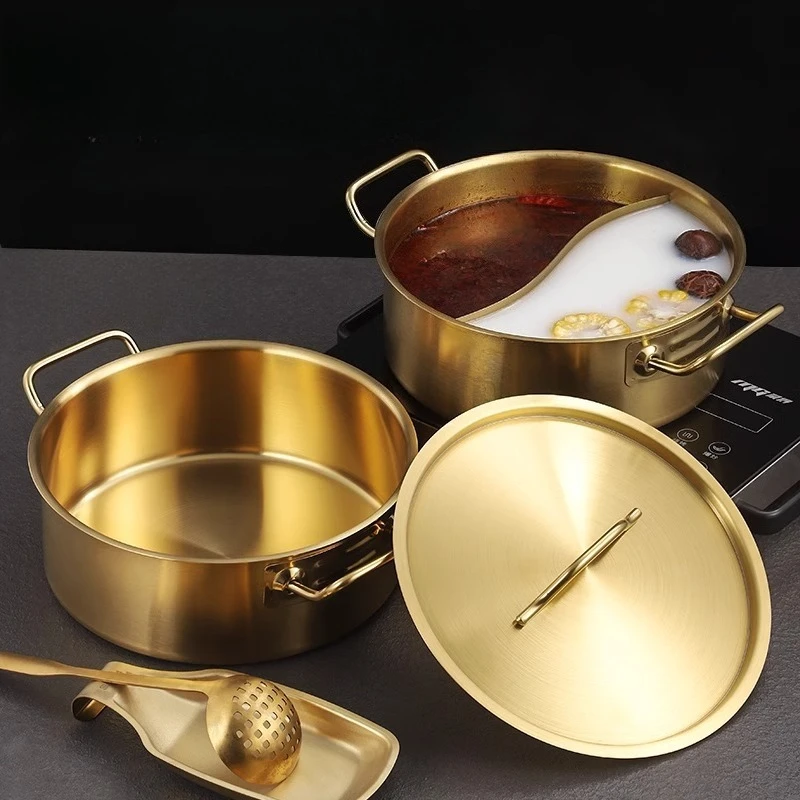 

LTT golden stainless steel hot pot, mandarin duck pot, thickened binaural soup pot