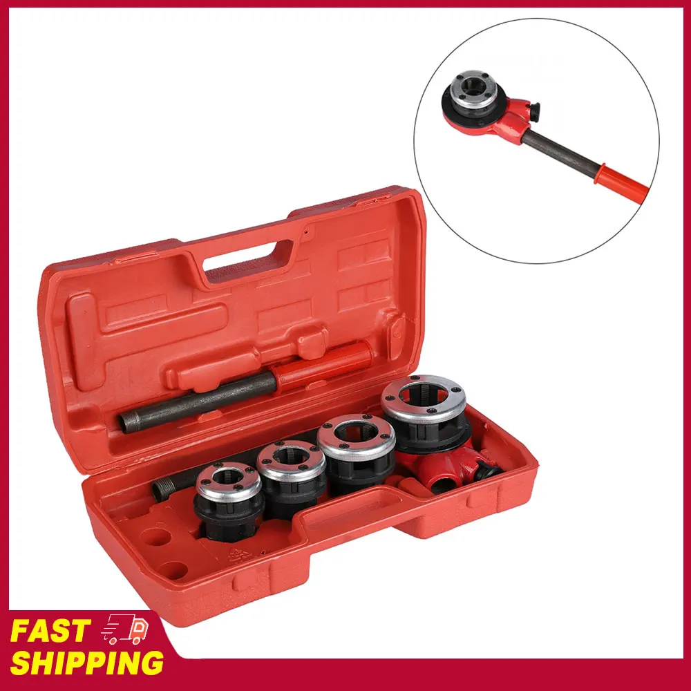 

Threader Tool Pipe Threading Pipe Threading Kit 4 Dies Manual Plumber Pipe Threading Kit 1/2" 3/4" 1" 1-1/4" Pipe Threading Dies