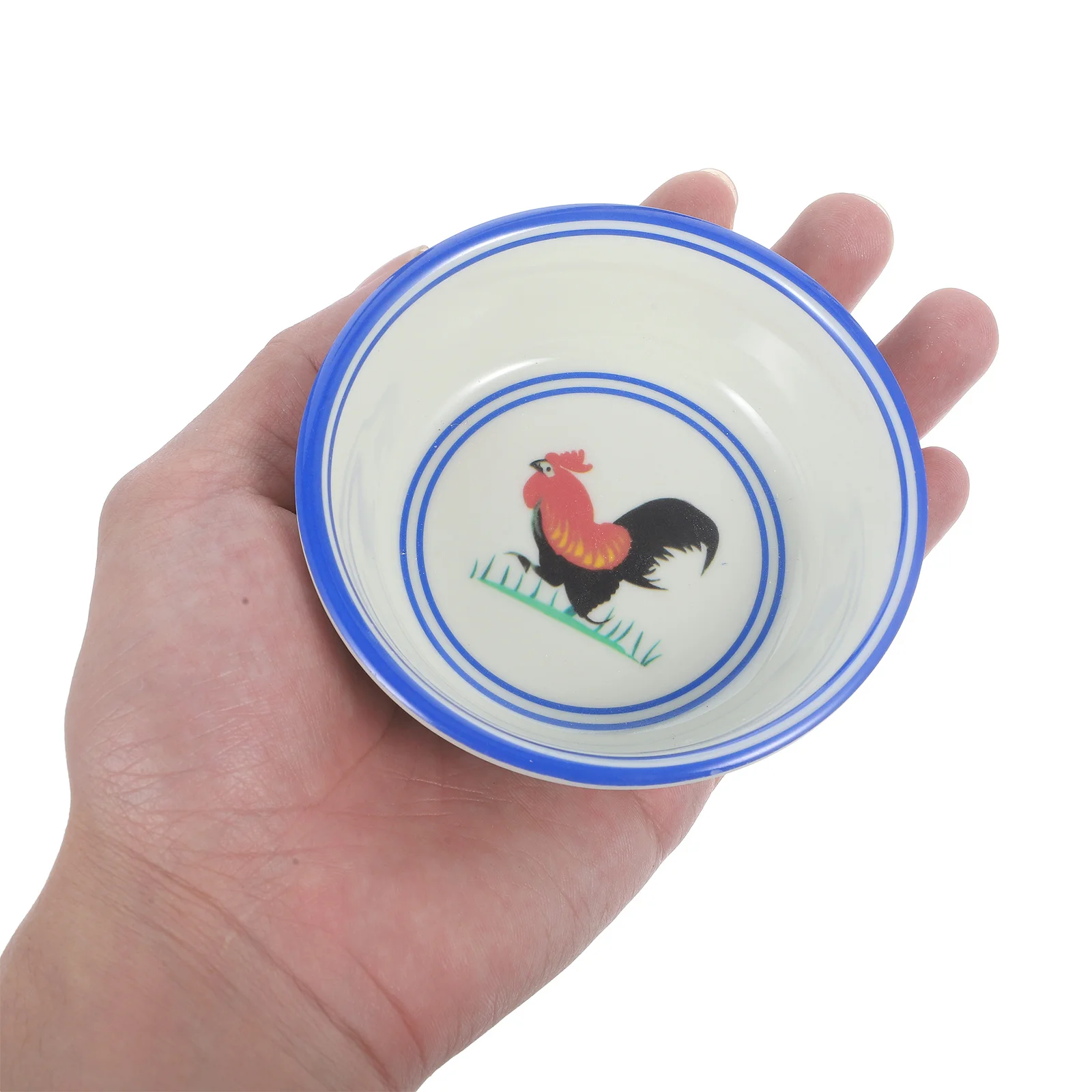 

2pcs Vintage Rooster Pattern Dipping Bowl Melamine Sauce Container For Side Dishes Salad Dressing Condiment Cups Restaurant