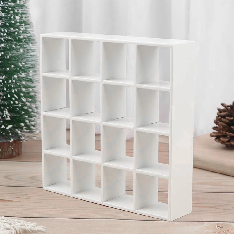 Étagères de rangement en bois miniatures, maison de courses 1: 12, T1, 16 grilles, blanc, étagère de rangement, beurre, décor de meubles de maison, facile à utiliser