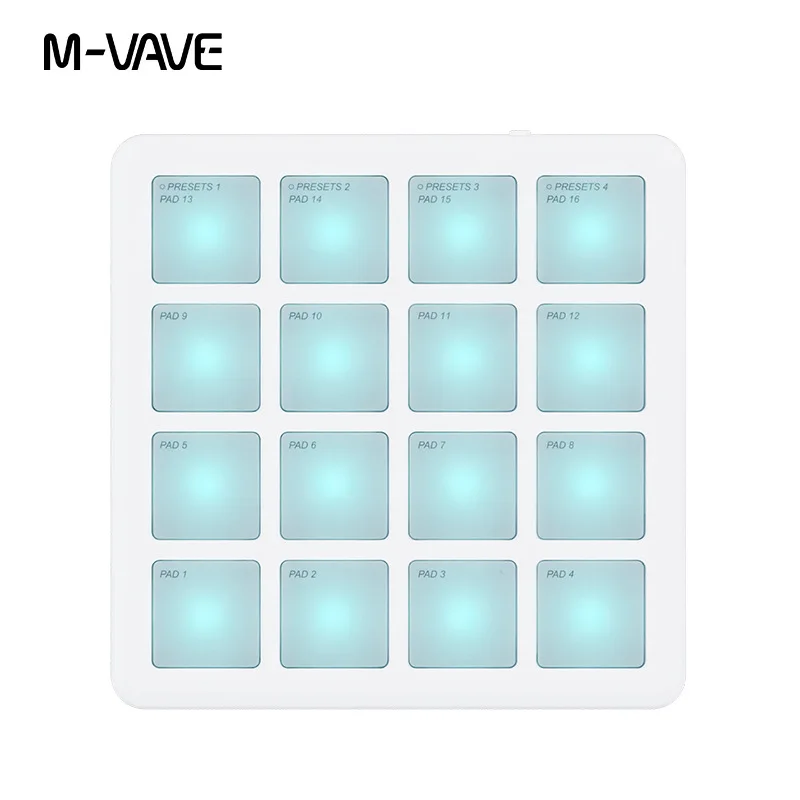 M-VAVE SK-16 SMC-PAD Pocket Pad Portable Wireless MIDI Controller 16 Pads Suitable Percussion Keyboard USB-C Interface RGB DJ