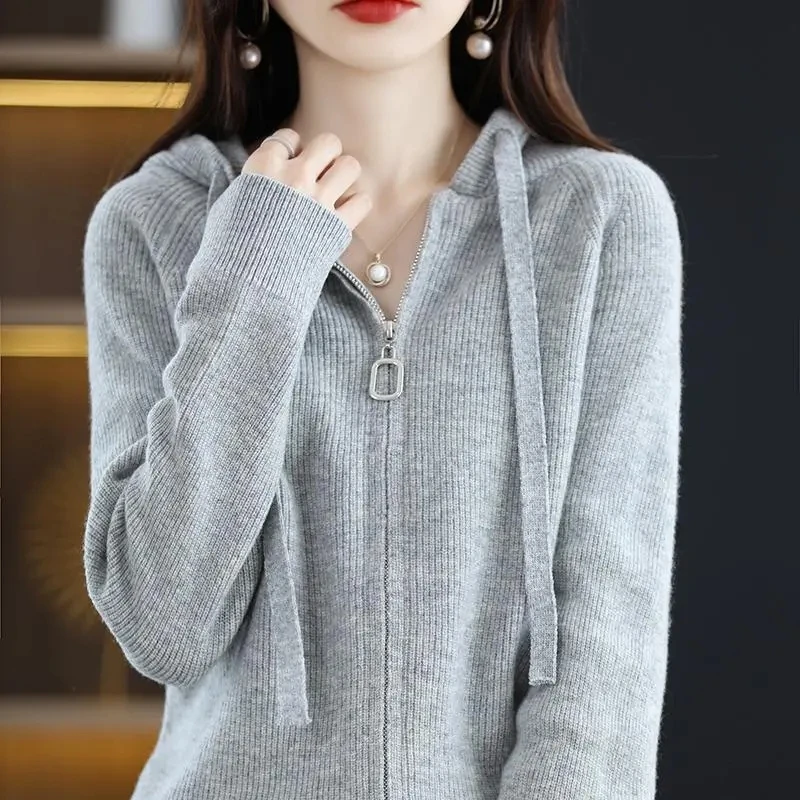 Women Cardigans 2024 Autumn Winter Zipper Knitwears Long Sleeve Warm Knit Cardigan Korean Fashion Spring casual Sweater