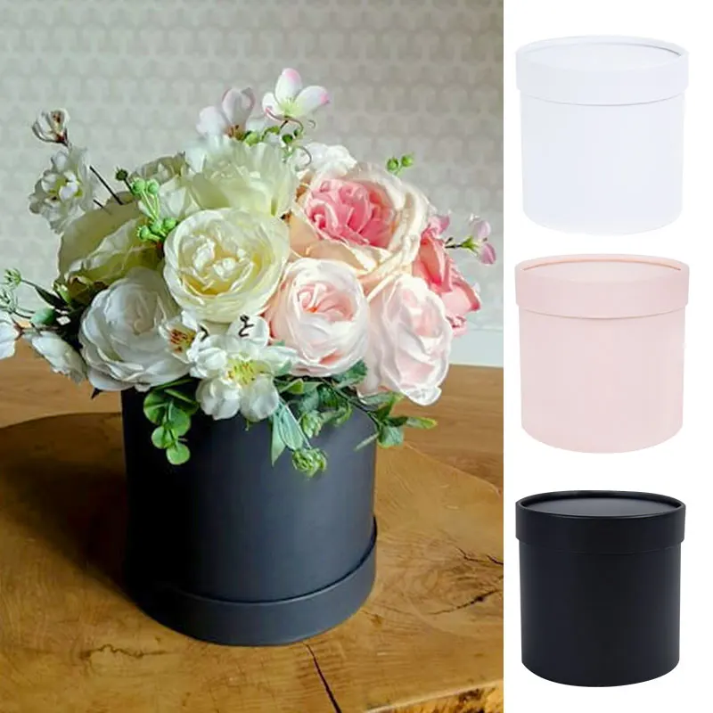 

Flower Box 12x12cm Portable Round Floral Boxes Small Hug Bucket Storage Wedding Rose Party Gift Packaging Valentine's Day Decor