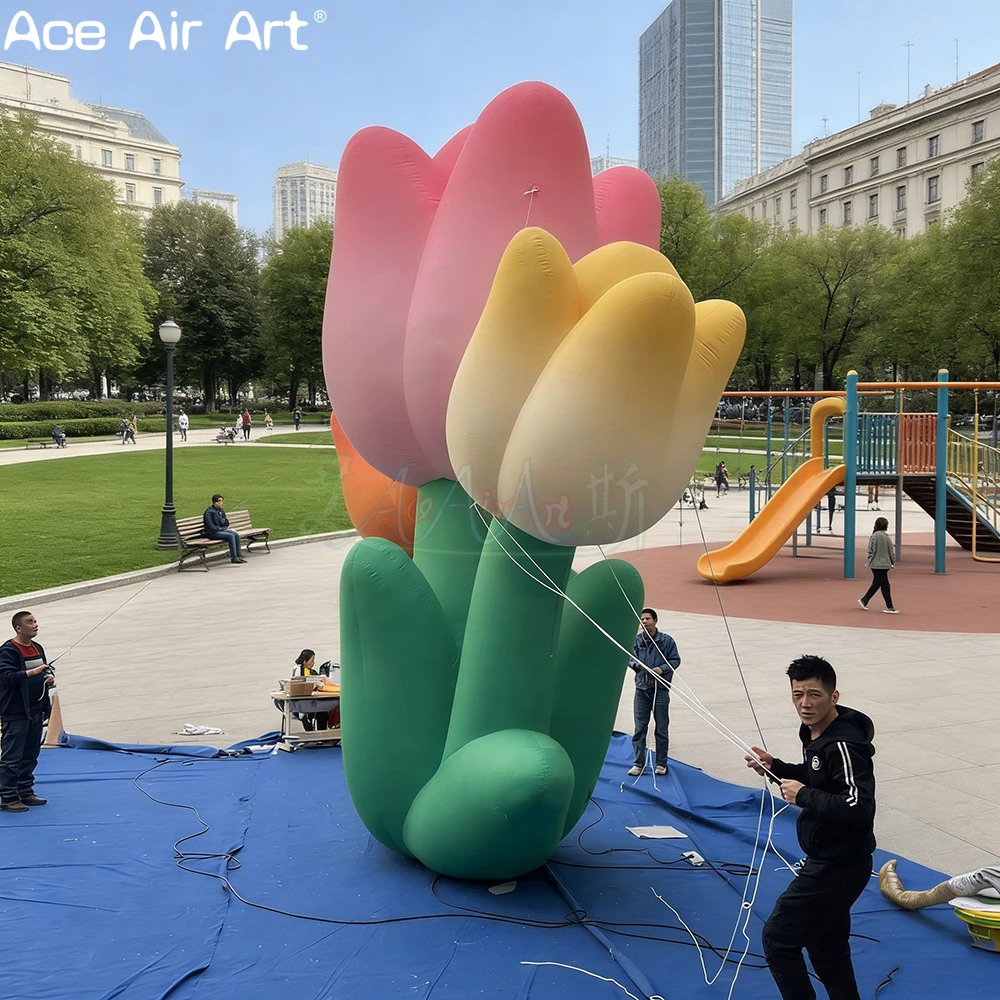 Inflatable Giant Tulip Flower Cluster, Colorful Floral Balloon, Outdoor Park & Spring Decoration for Sale