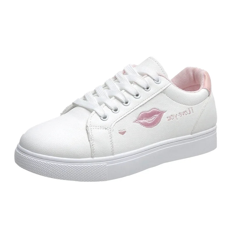 Fashion Sneakers Women's Vulcanize Shoes Casual Classic Breathable PU Leather Shoes Woman Lace Up White Shoes Sneakers