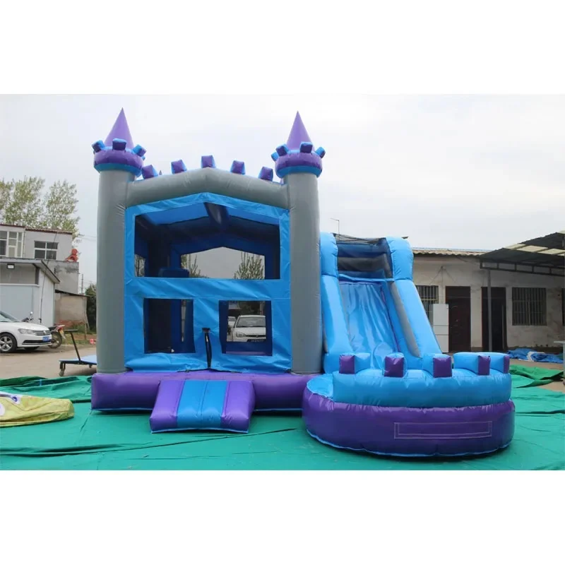Inflatable Castle Set: Includes a Small Castle, Slide, and Trampoline; Cleverly Designed with High Space Utilization.
