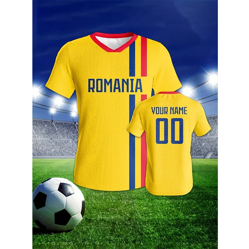 Football Jersey For Men Country Flag Custom Name Number Tshirt Tops Loose Man Women Quick-drying Sports Short Sleeve Kids Tees