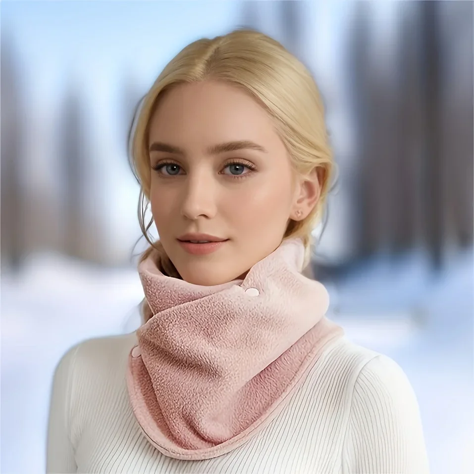 Winter Thick Warm Neck Protection Wool Double Button Scarf Cycling Cold and Wind Resistant Multi functional Scarf