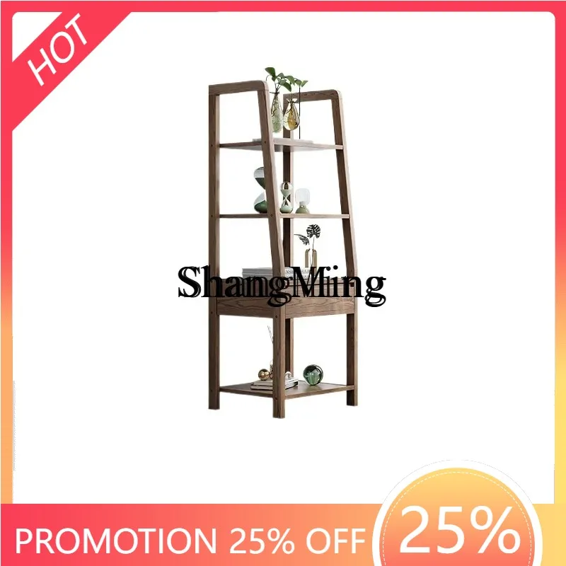 

CL wood floor rack, storage rack next to living room TV cabinet, multi-layer display rack