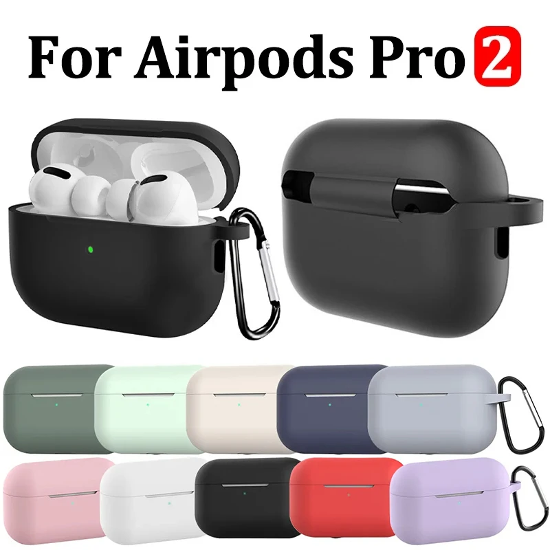 Silikonowe etui do Apple Airpods Pro 2. generacji Miękkie, odporne na wstrząsy etui z haczykiem do AirPods Pro 2 Charging Case Box Bag