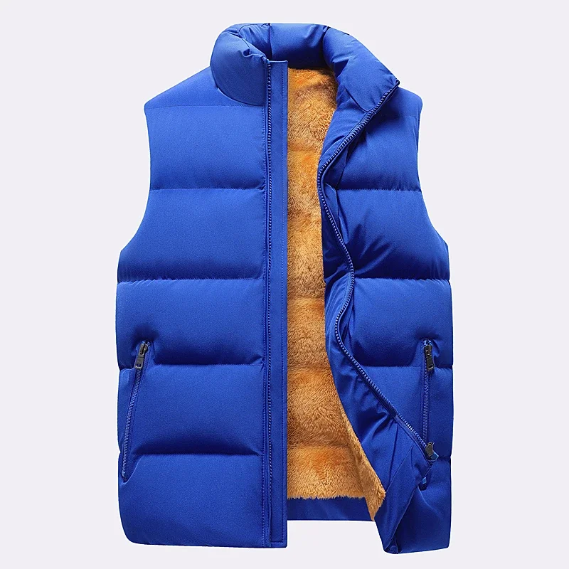 

Casual Stand Collar Men Vests Jacket Winter Fashion Thicken Waistcoat Solid Color All-match Sleeveless Quality Comfortable Warm