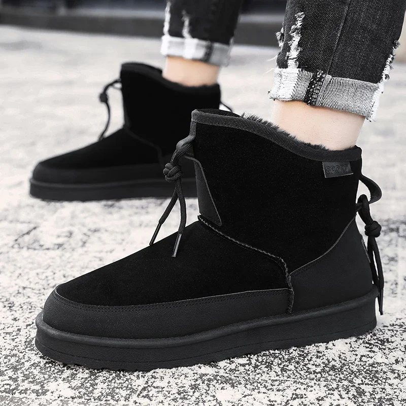 الشتاء الرجال أحذية الثلوج منصة الدافئة الفراء الجلد المدبوغ أحذية للرجال في الهواء الطلق مريحة أحذية قطنية غير رسمية للرجال بوتاس الفقرة Hombre #4