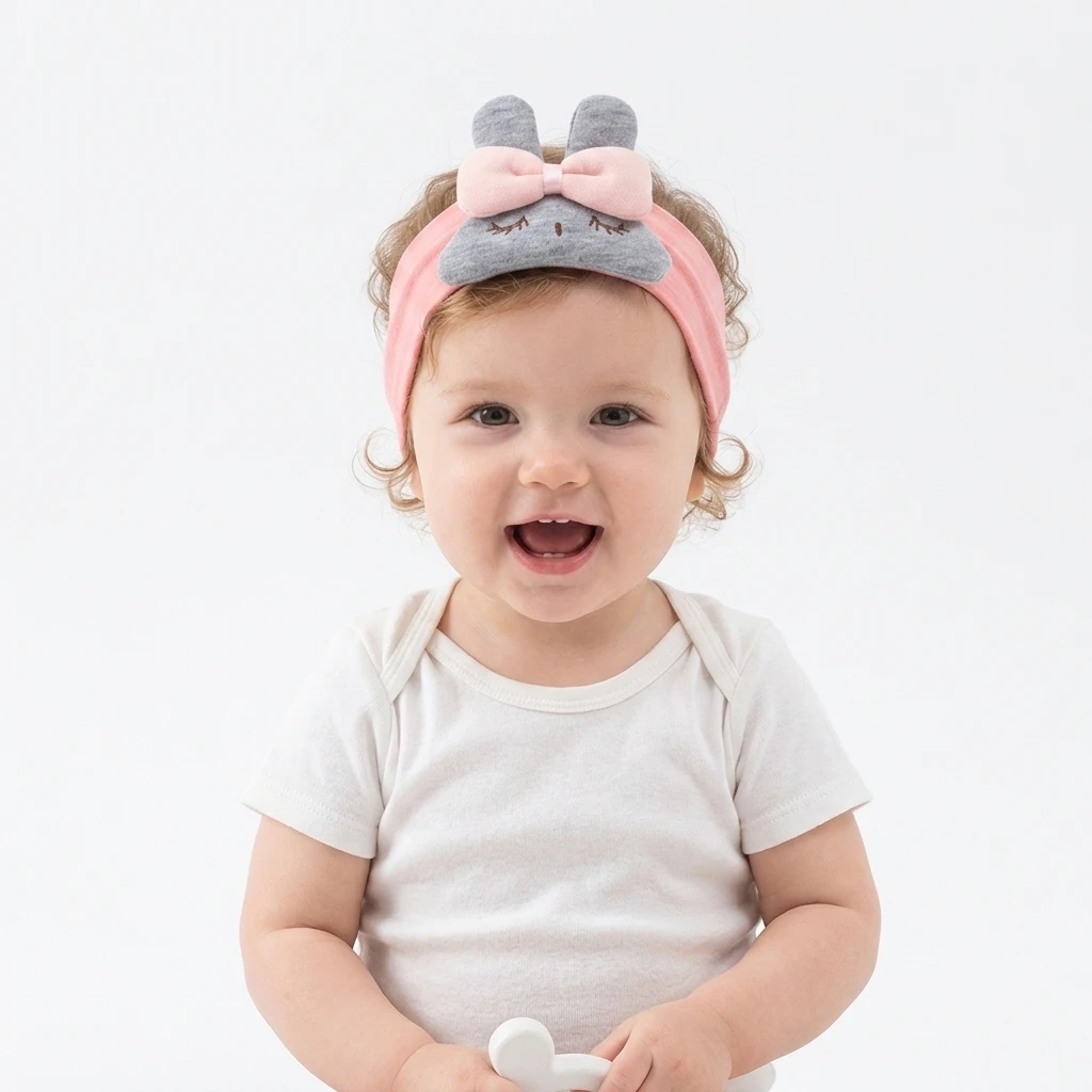 Cute Carton Rabbit Stetrch Baby Headbands Easter Day Dance Party Ealstic Hair Bands Cable Knit Nylon Headwraps 0-3T Headwear
