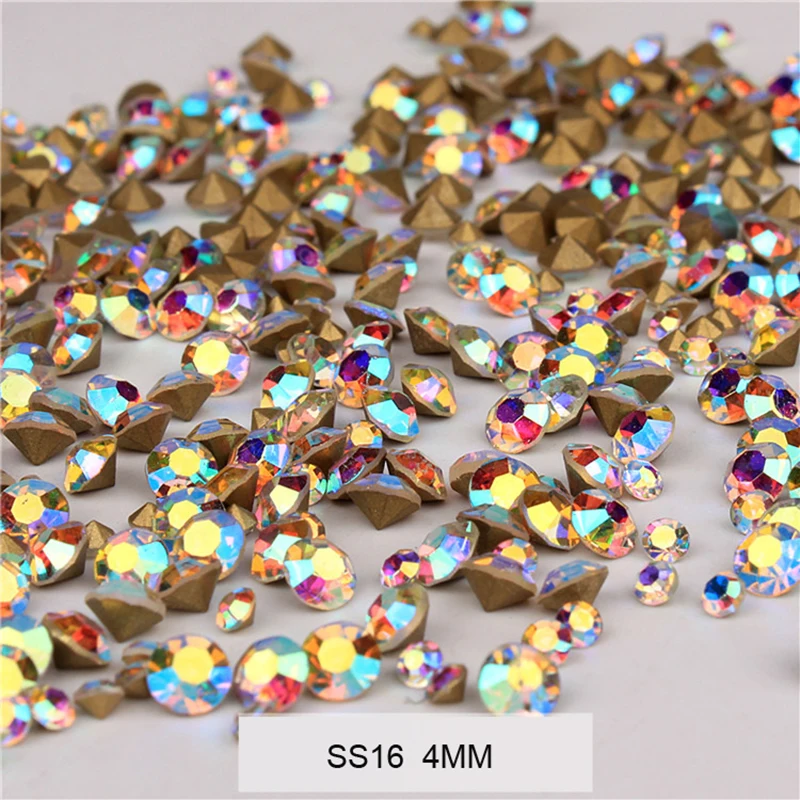 1440pcs Clear/AB Nail Art Rhinestone Pointed Bottom Multi-Size Nail Crystal Diamond SS4-SS20 3D Bulk Drill Manicure Decoration*-