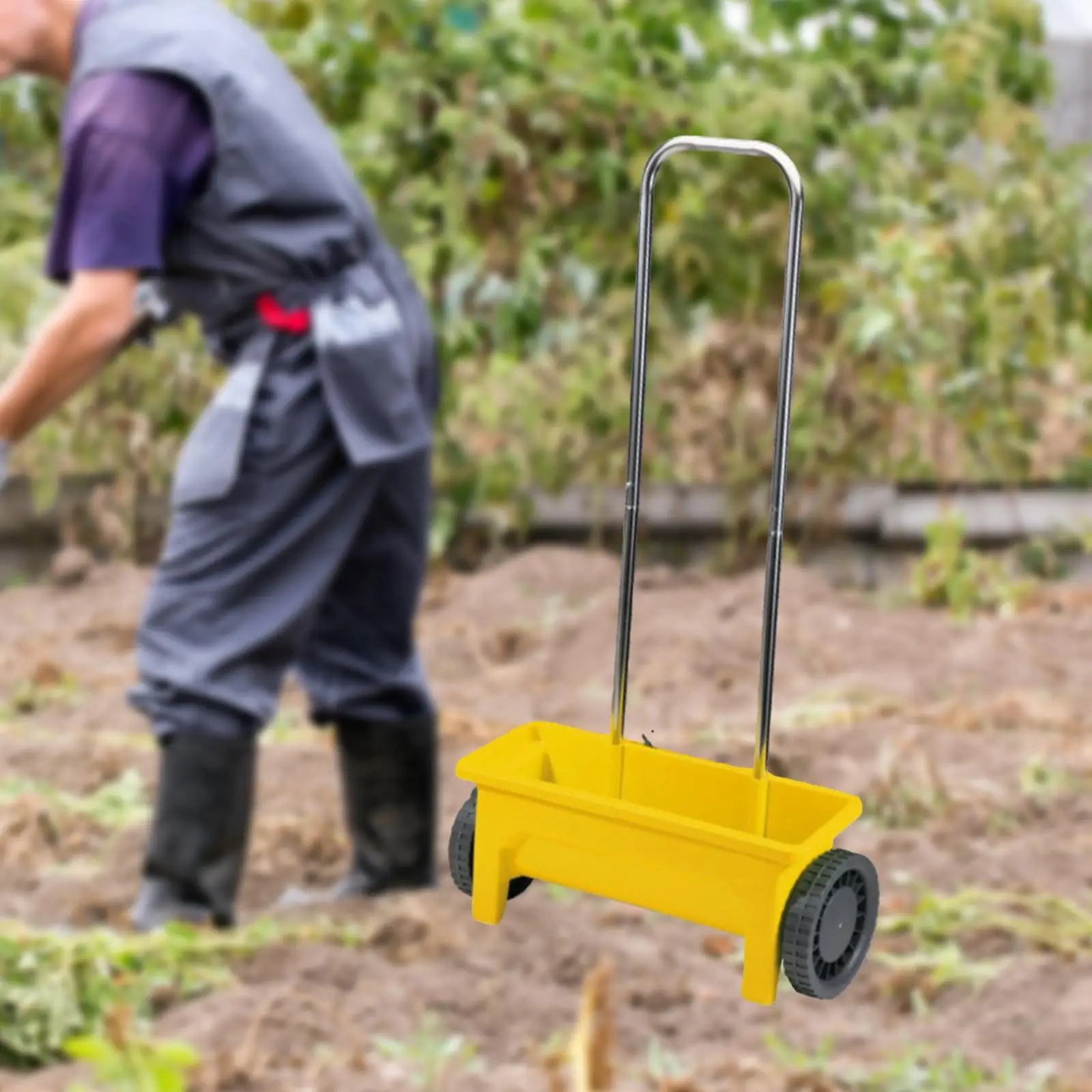 

Seed Spreader Garden Tools Walk behind Push Drop Spreader for Park Lawn Salt