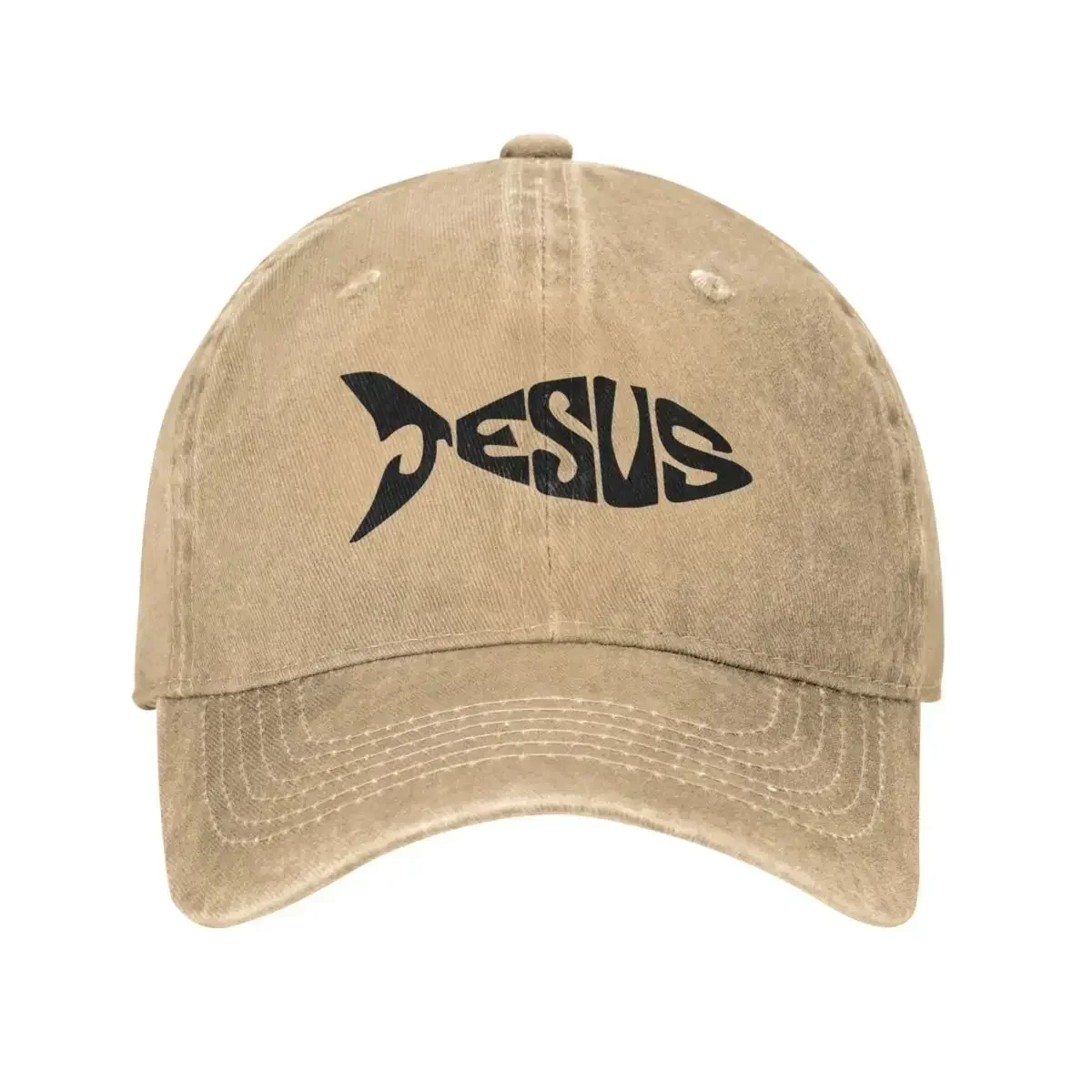 Christian Fish Symbol Men Baseball Caps Jesus Christian Church Distressed Denim Washed Hats Vintage Outdoor All Seasons Headwear