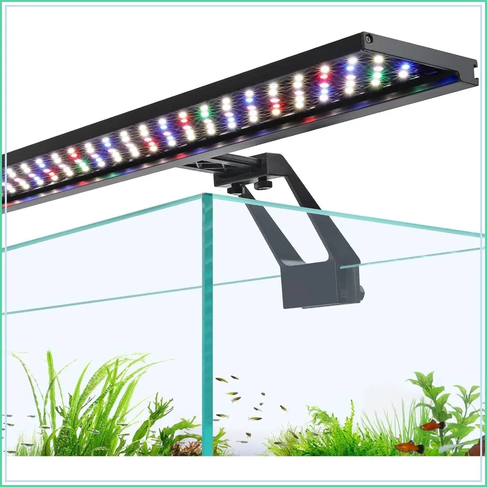 Luz LED de espectro completo para acuario, 22W, temporizador dual día-noche con modos de amanecer-día-atardecer-luna, brillo ajustable y 9 colores para acuarios plantados
