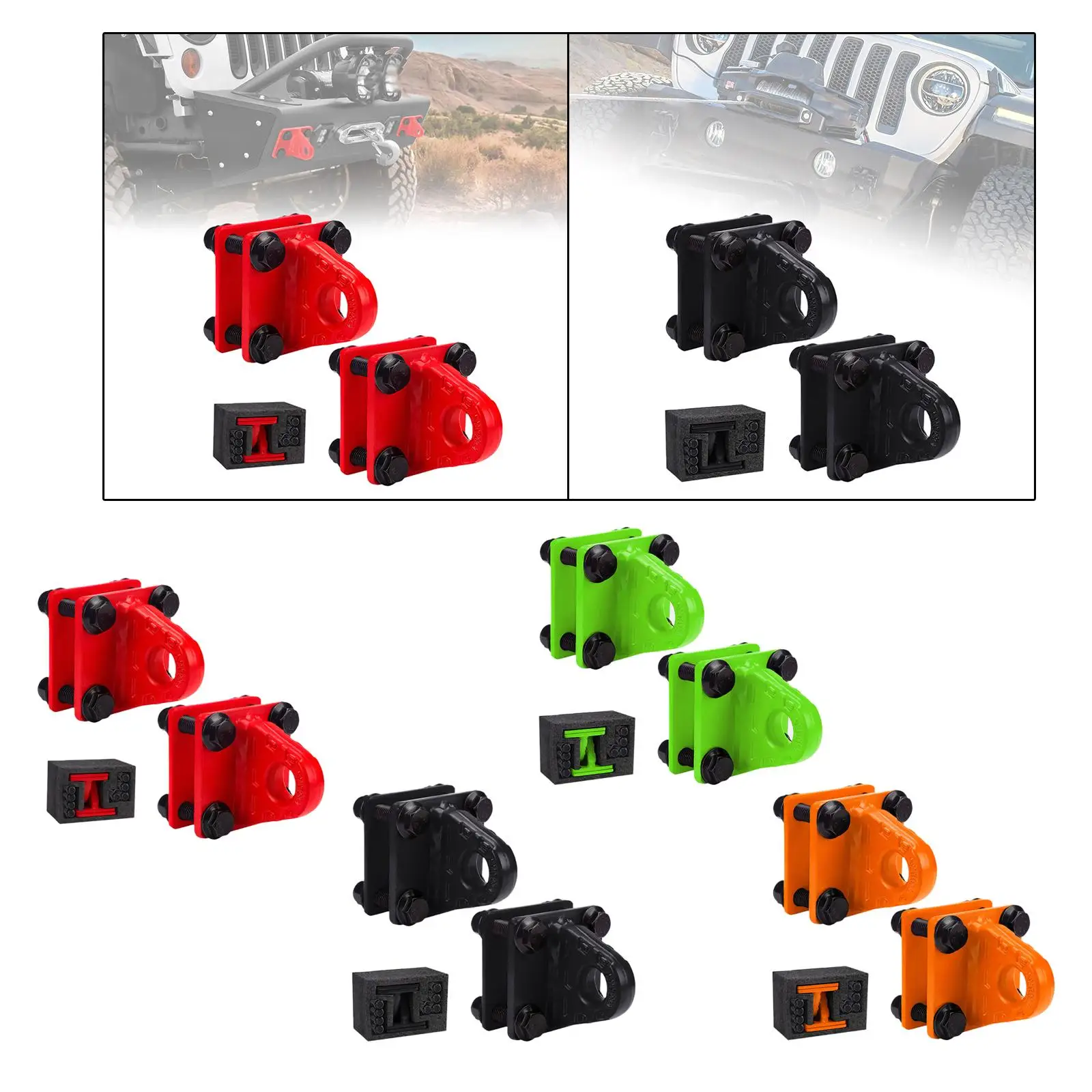2x D Ring Shackle Bracket with Backer Plate Heavy Duty Alloy Rugged 3/4 inch