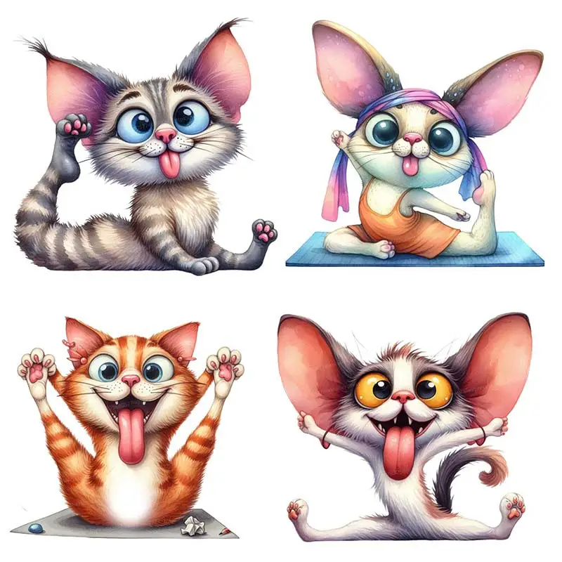 Cute Yoga Cat Animal Sticker Art Mural Living Room Bedroom Cabinet Decoration Home Car Stickers Decals S827