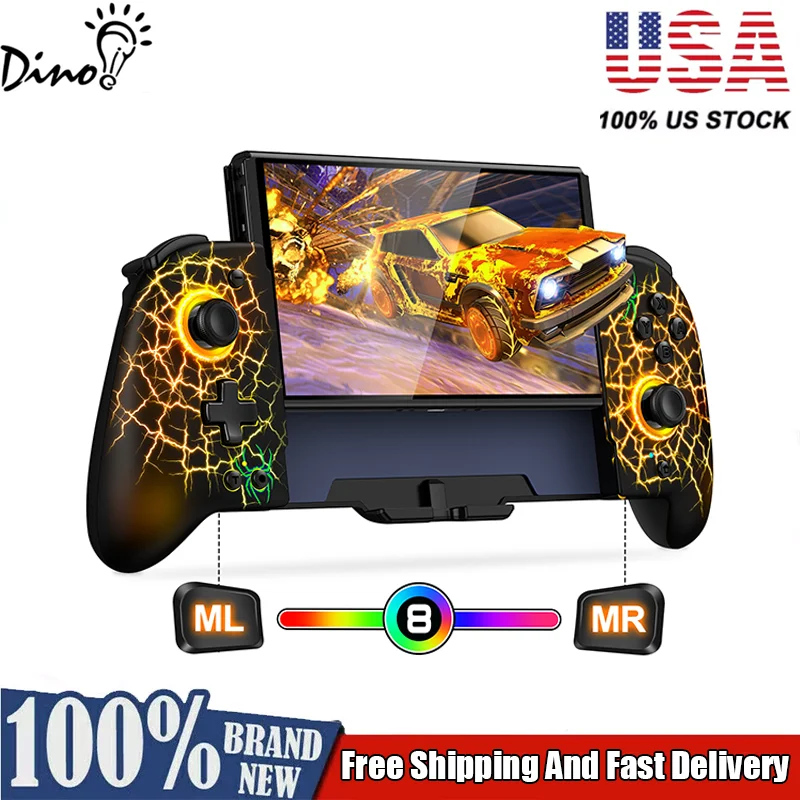 DinoFire Gamepad For Nintendo Switch controller Handheld Mode Ergonomic Controller for Nintendo Switch OLED with 6-Axis Gyro