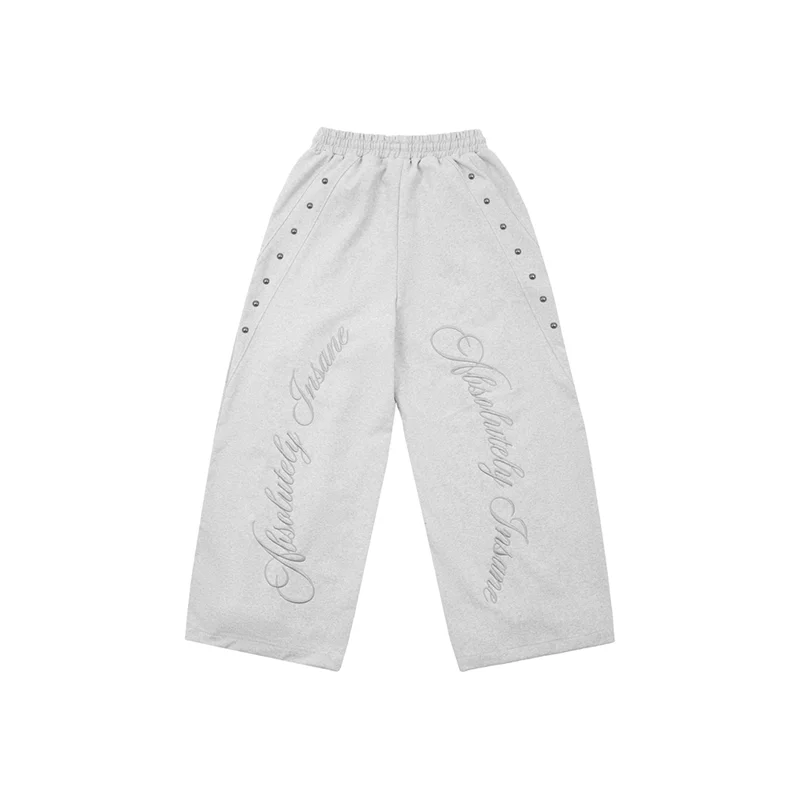 التطريز إلكتروني برشام تصميم عارضة فضفاض مرونة الخصر بنطال ذو قصة أرجل واسعة Y2K الهيب هوب الرجال النساء أزياء مريحة الشارع الشهير #2