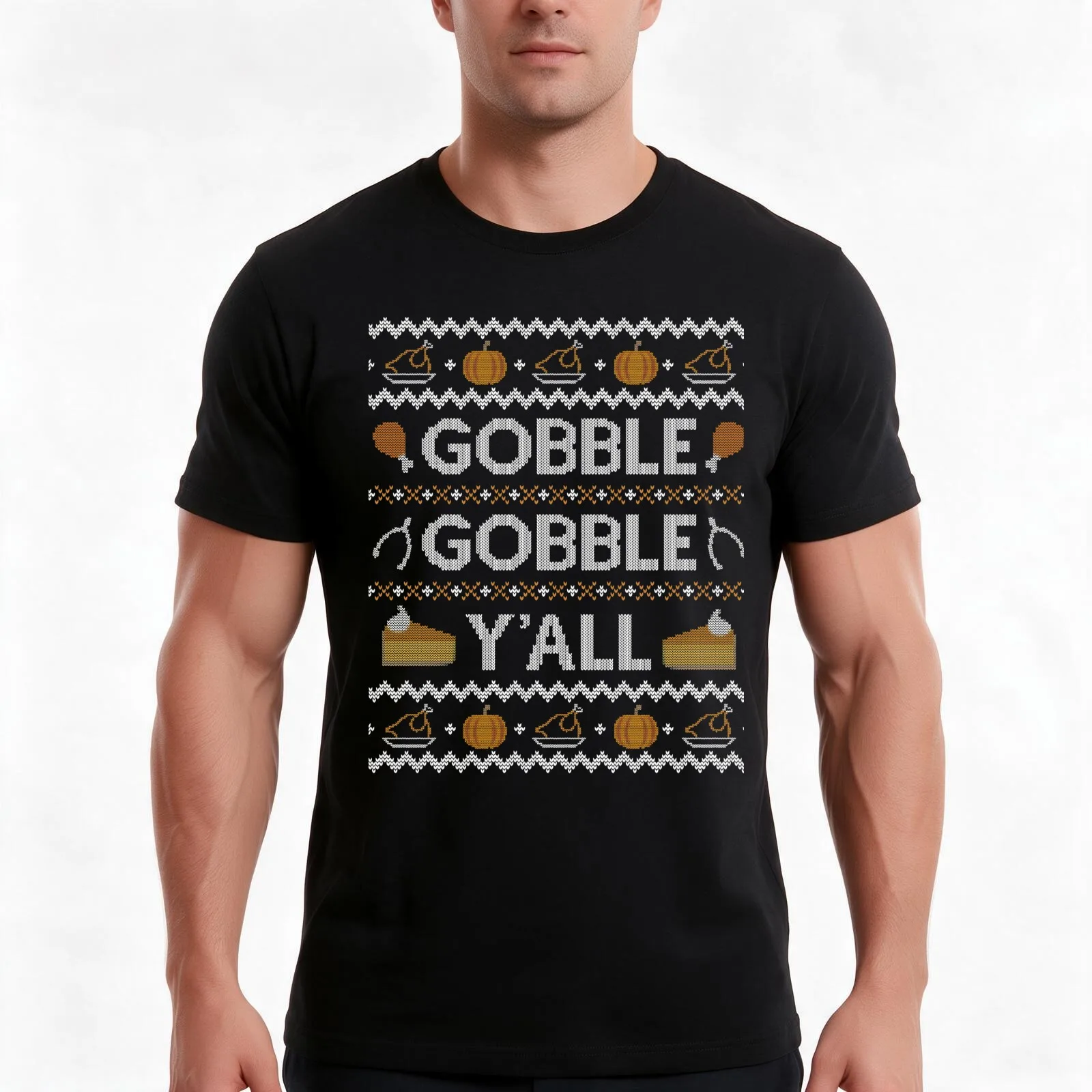 Gobble Gobble Yall, Ugly Thanksgiving Sweater T-Shirt, Summer Casual Cotton Tee, Oversized Streetwear Tops, Unisex Men Women