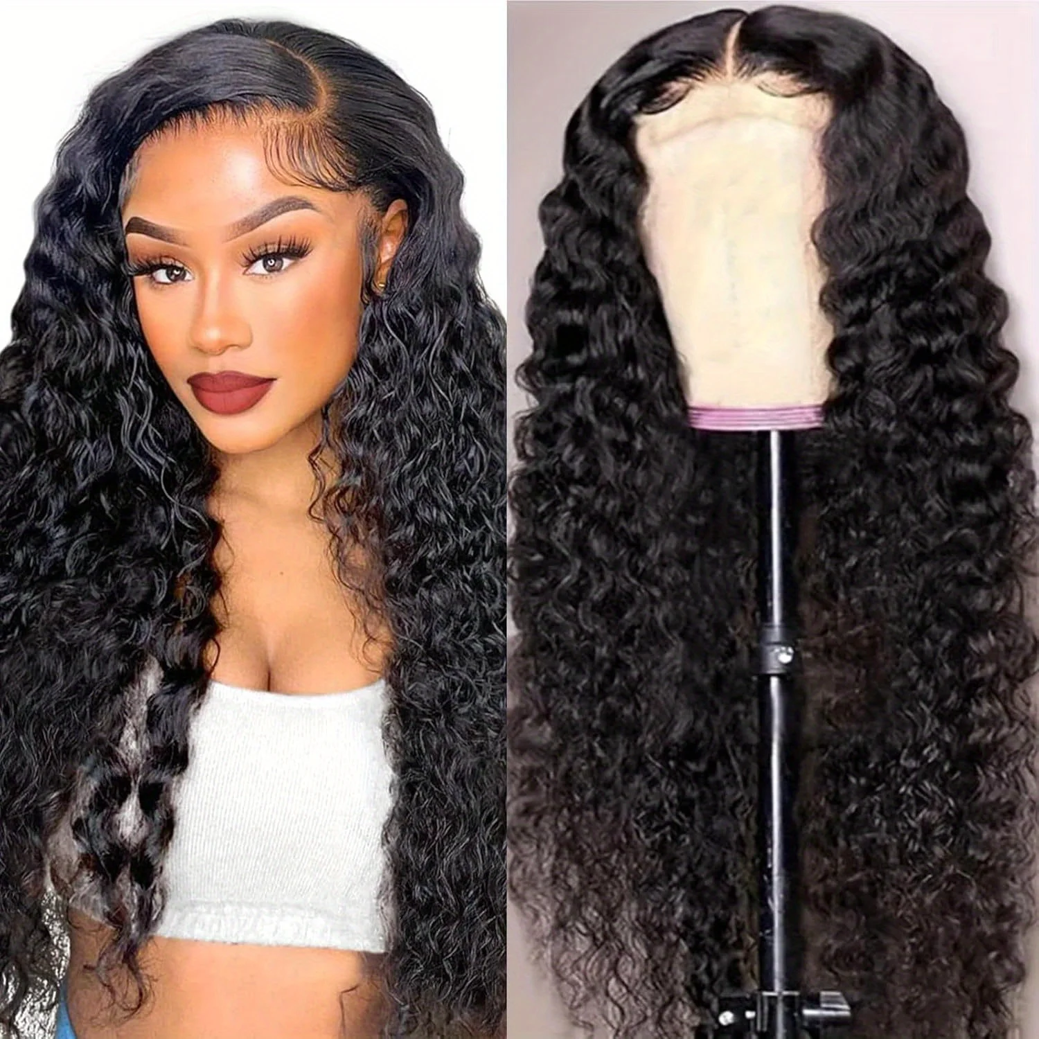 شعر الإنسان غلويليس 13*4 الباروكات شعر الإنسان جيري مجعد الدانتيل إغلاق شعر مستعار ارتداء والذهاب غلويليس HD الدانتيل إغلاق #1