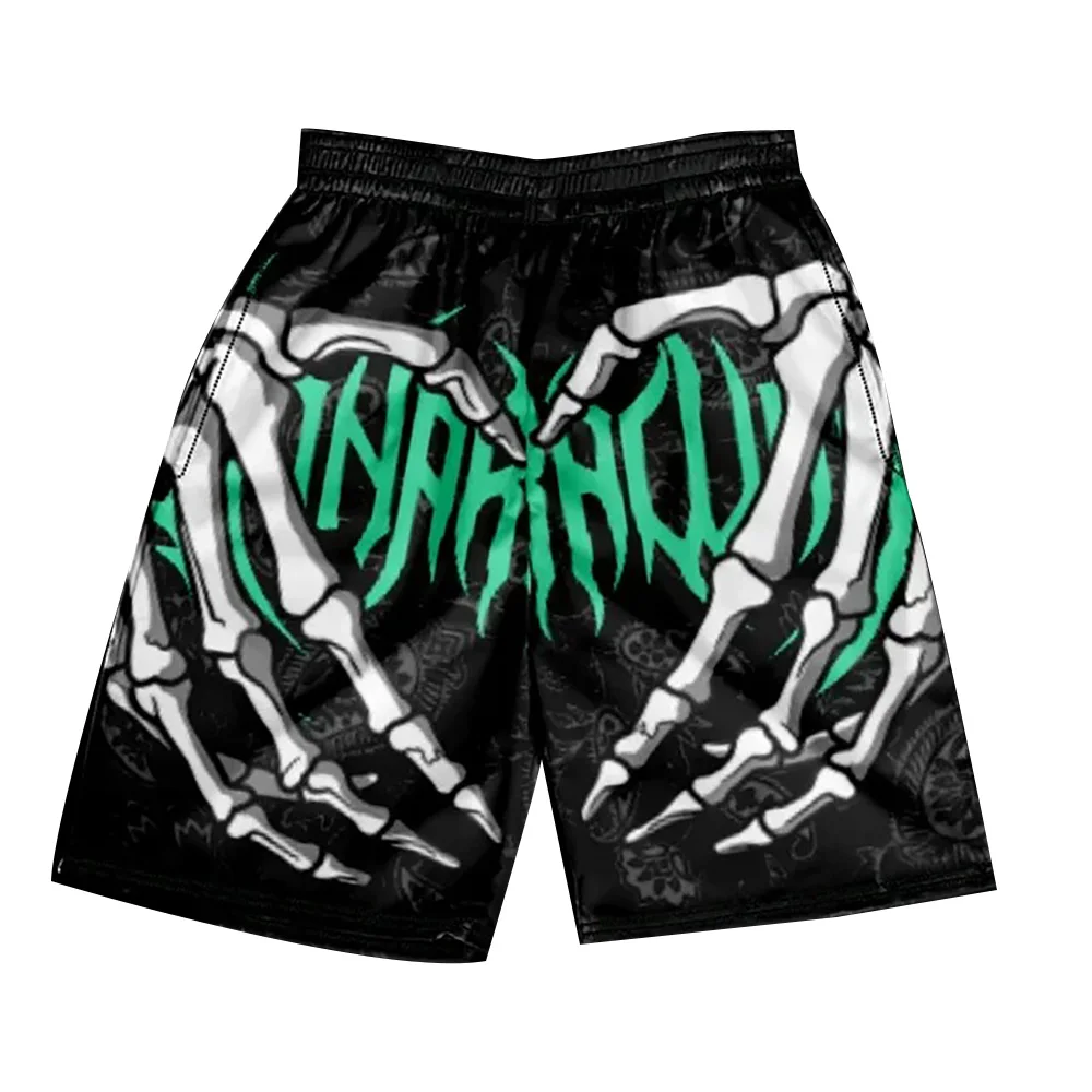 Summer Men Skull Shorts Kids Training Multicolor Shorts Boys Girls Sports Breathable Shorts Adult Hip Hop Short Pants Streetwear