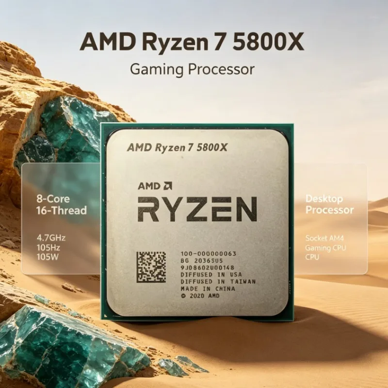 AMD Ryzen R7 5800X AM4 Processor 3.8GHz 8-Core 16-Thread 7nm 32M L3 Cache Desktop CPU Type-C