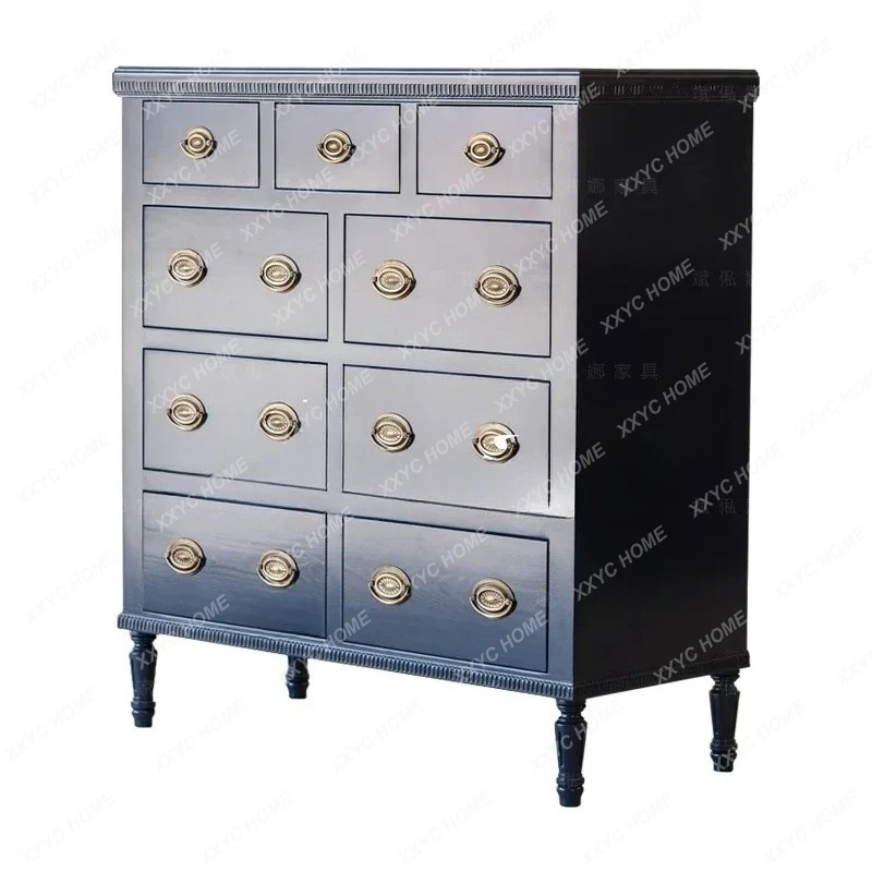 

Q New Retro Simple/Solid Wood Storage Cabinet/Bedroom Dark Blue Cabinet/