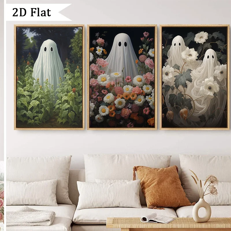 Posters And Prints 3pcs A Ghost Among The Flowers And Weeds Canvas Print Wall Art for Modern Apartment Bedroom Decoration Hal