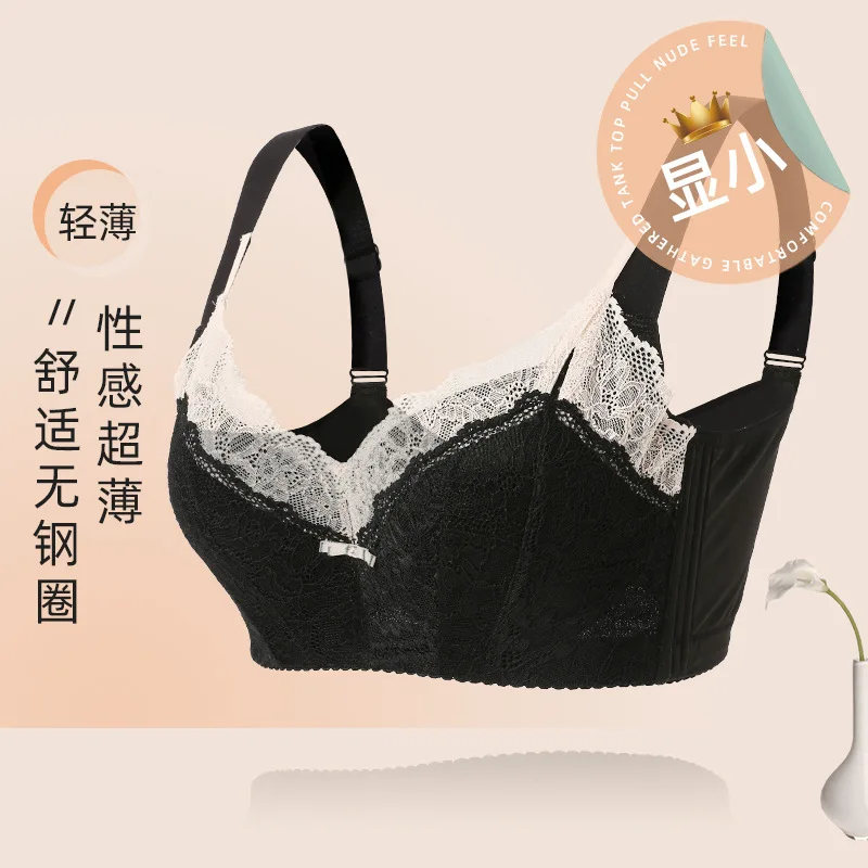 100% Cotton Large Bra Full Cup Lingerie Women Thin Gathered Anti-sagging Summer Minimizer 70-105 F G Cup