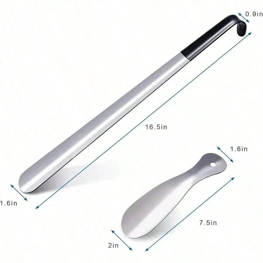Long Handle Shoe Horn Set of 2, 13 & 16 Inch, High Quality Metal with Ergonomic Handle, Makes Putting on Shoes Effortless image 4