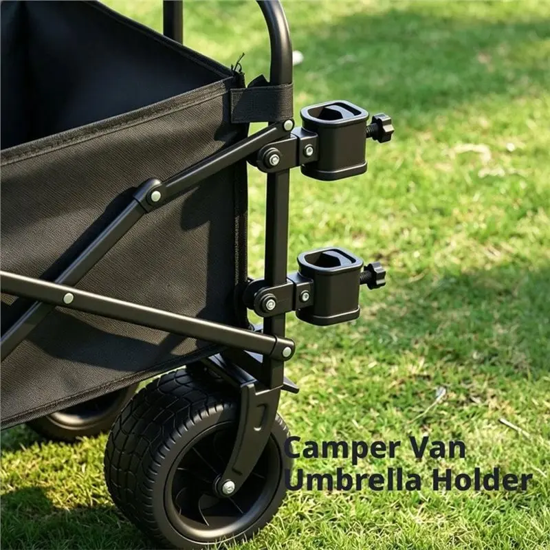 Lo-ok Metal Camping Wagon Cart Umbrella Holder, Portable Clamp Outdoor Picnic Bracket(2Pcs)