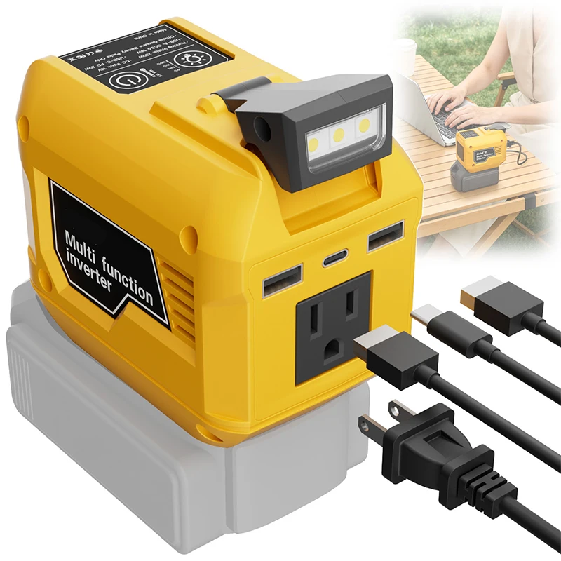 250W Power Inverter DC 18V-21V To AC 220V For Makita For Milwaukee For DeWalt For Bosch USB Type-C DC Port Output