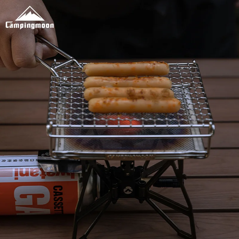 

CAMPINGMOON US-1615 Stainless Steel Folding Toast Barbecue Mesh for Camping and Barbecue Small Gas Stove Portable Barbecue Mesh