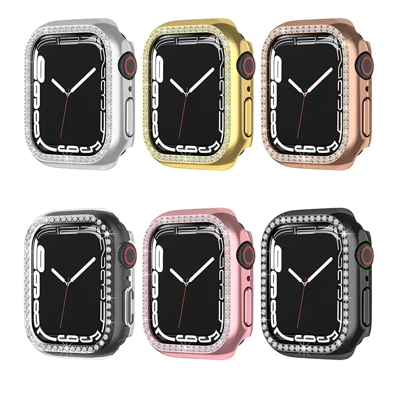 Custodia diamantata per Apple Watch Ultra 2 49mm 44 45mm 41mm 38mm cornice lucida per Apple Watch Series 9 8 7 6 5 4 3 SE Cover protettiva