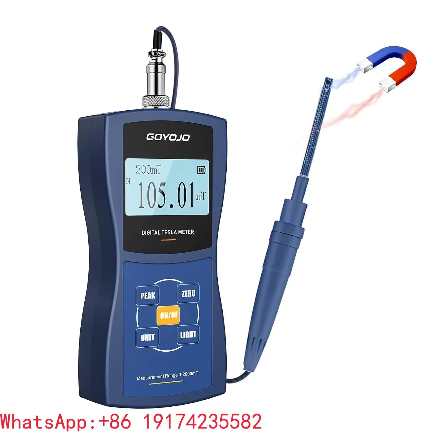 High-Precision Digital Gauss Meter Portable Magnetometer Metal Probe Magnetic Strength Polarity Measurement OEM