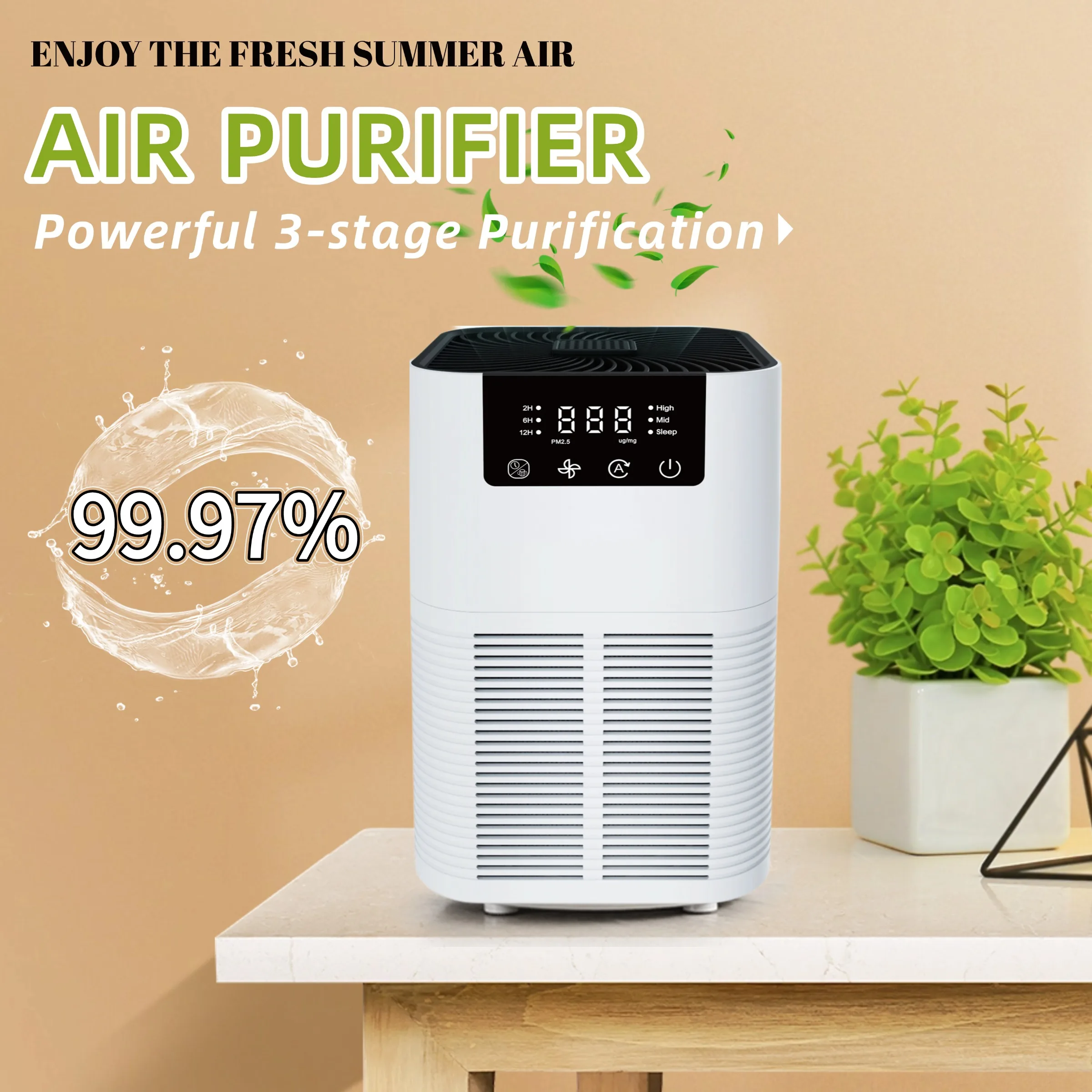 

Air Purifier Smoke Odor Negative Ion Generator with Aromatherapy Air Cleaner for Household HEPA Filter Efficient Purifying Air