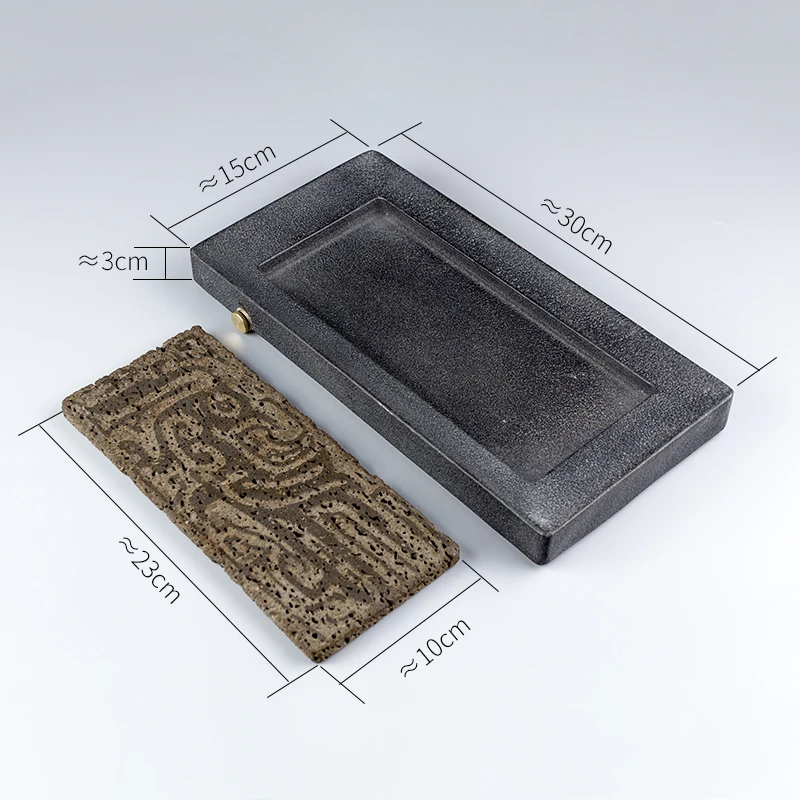 Steintee-Tablett, handgeschnitzt, chinesisches Phönixmuster, rechteckiges Tee-Set-Tablett, orientalische Dekoration für Zuhause und Büro, Geschenk, 30 x 15 cm – Detail 4